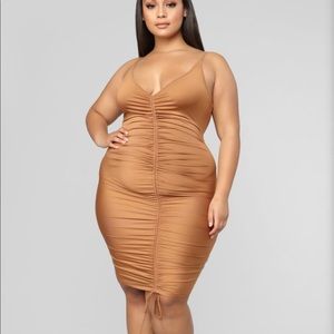 Ruched Dress-Olive Green